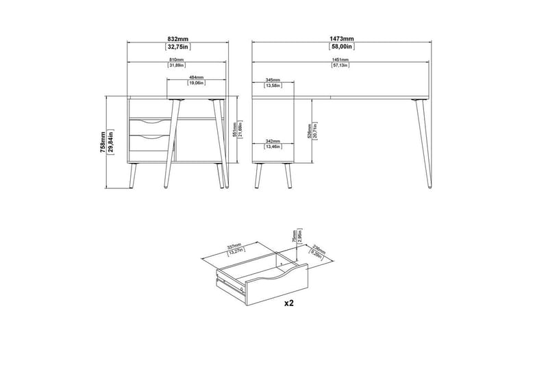 Hostafranc Skrivebord 81x145,1 cm - Natur - Møbler - Borde - Kontorbord - Skrivebord