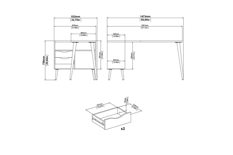 Hostafranc Skrivebord 81x145,1 cm - Natur - Møbler - Borde - Kontorbord - Skrivebord