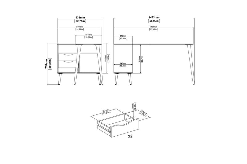Hostafranc Skrivebord 81x145,1 cm - Natur - Møbler - Borde - Kontorbord - Skrivebord