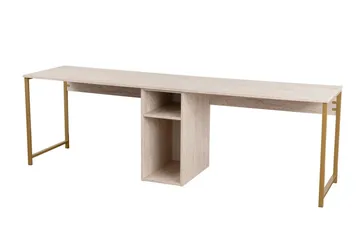 Hu Skrivebord 60x240 cm - Beige/Guld - Møbler - Borde - Kontorbord - Skrivebord