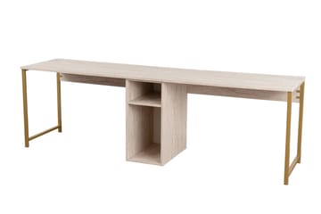 Hu Skrivebord 60x240 cm - Beige/Guld - Møbler - Borde - Kontorbord - Skrivebord