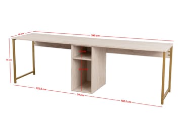 Hu Skrivebord 60x240 cm - Beige/Guld - Møbler - Borde - Kontorbord - Skrivebord