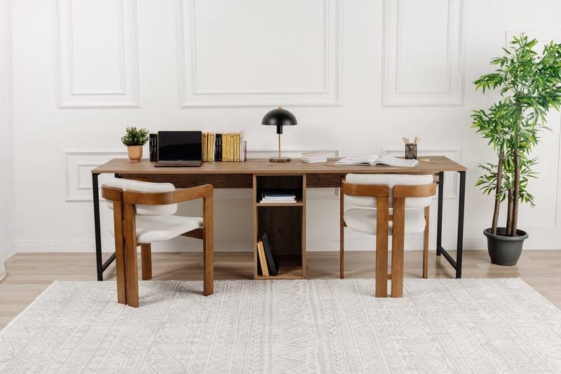 Hu Skrivebord 60x240 cm - Brun/Sort - Møbler - Borde - Kontorbord - Skrivebord