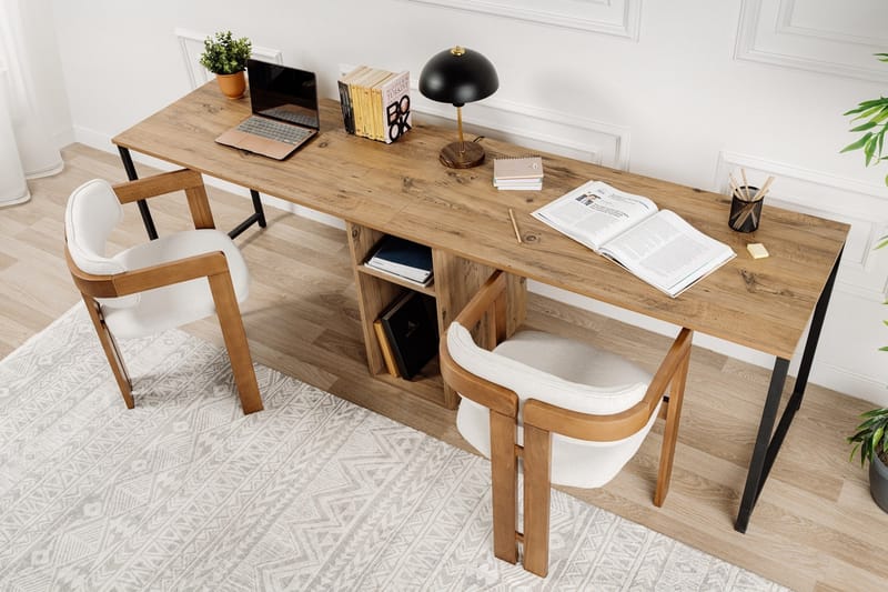 Hu Skrivebord 60x240 cm - Brun/Sort - Møbler - Borde - Kontorbord - Skrivebord