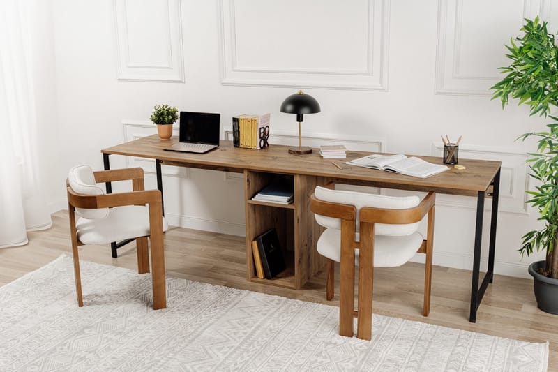 Hu Skrivebord 60x240 cm - Brun/Sort - Møbler - Borde - Kontorbord - Skrivebord