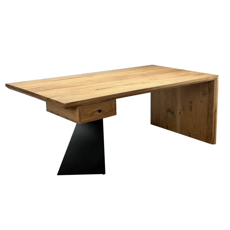 Ivoena Skrivebord 180 cm, Naturfarvet akacie/sort