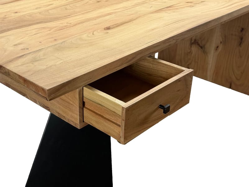 Ivoena Skrivebord 180 cm - Naturfarvet akacie/sort - Møbler - Borde - Kontorbord - Skrivebord