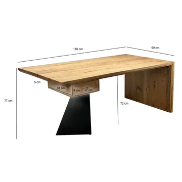 Ivoena Skrivebord 180 cm - Naturfarvet akacie/sort - Møbler - Borde - Kontorbord - Skrivebord