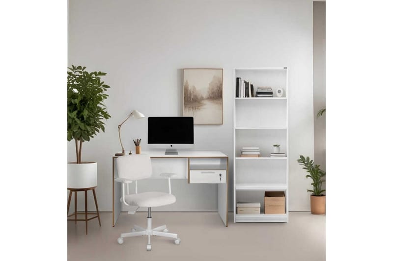 Jenifer Skrivebord 60x120 cm - Mellemfarvet træ/Hvid - Møbler - Borde - Kontorbord - Skrivebord