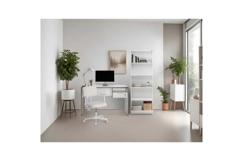 Jenifer Skrivebord 60x120 cm - Mellemfarvet træ/Hvid - Møbler - Borde - Kontorbord - Skrivebord