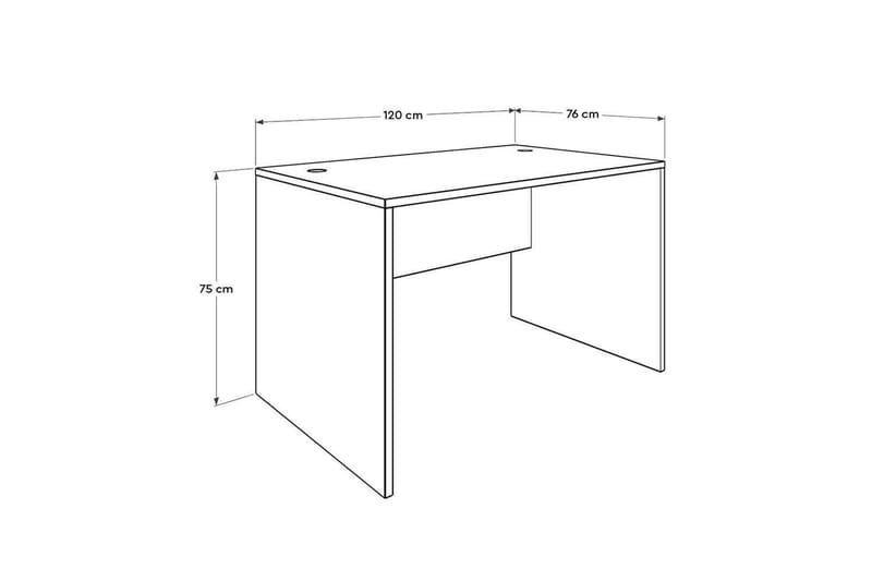 Jenifer Skrivebord 76x120 cm - Hvid - Møbler - Borde - Kontorbord - Skrivebord