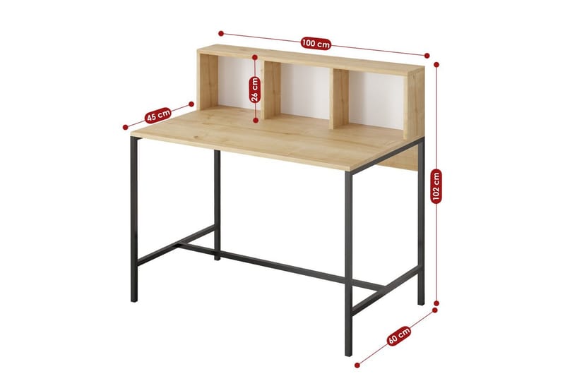Jovra Skrivebord 60x100 cm - Eg/Sort - Møbler - Borde - Kontorbord - Skrivebord