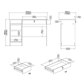 Klintberg Skrivebord 109x48x76 cm - Møbler - Borde - Kontorbord - Skrivebord