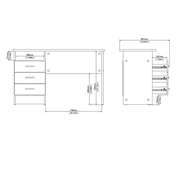 Klintberg Skrivebord med 3 skuffer 120x48x73 cm - Møbler - Borde - Kontorbord - Skrivebord