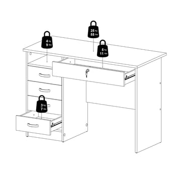 Klintberg Skrivebord med 5 skuffer 109x48x76 cm - Møbler - Borde - Kontorbord - Skrivebord
