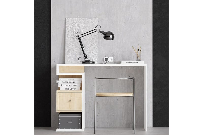 Kryna Skrivebord 45x100 cm - Rødbrunt træ/Hvid - Møbler - Borde - Kontorbord - Skrivebord