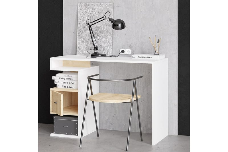 Kryna Skrivebord 45x100 cm - Rødbrunt træ/Hvid - Møbler - Borde - Kontorbord - Skrivebord