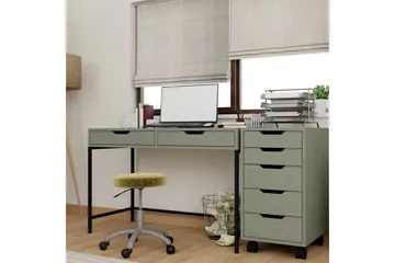 Loryn Skrivebord 120 cm med Skuffer og Hjul i Malet Træ - Grøn - Møbler - Borde - Kontorbord - Skrivebord