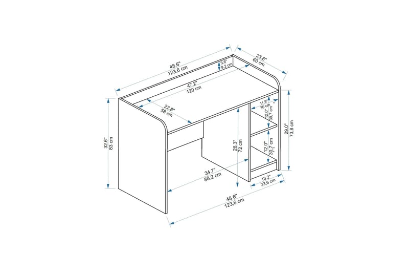 Luses Skrivebord 23,6x123,6 cm - Brun/Beige - Møbler - Borde - Kontorbord - Skrivebord