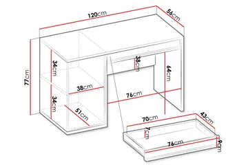 Metropolitan Skrivebord 120x56 cm - Brun/Hvid/Lysgrå/Sort - Møbler - Borde - Kontorbord - Skrivebord
