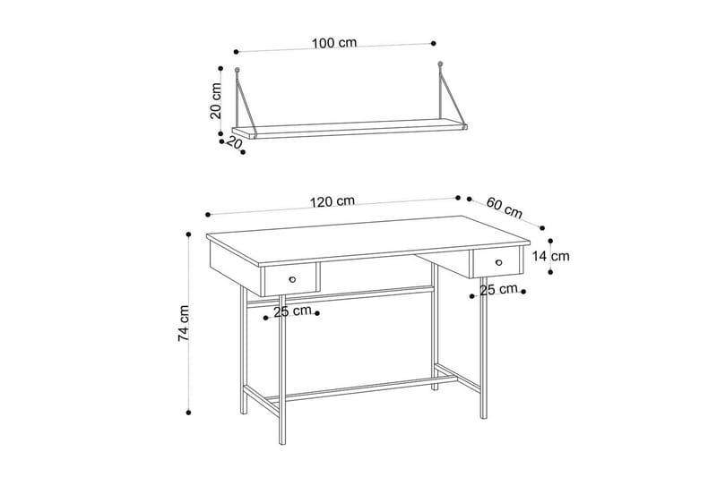 Mirric Skrivebord 60x120 cm - Eg/Sort - Møbler - Borde - Kontorbord - Skrivebord