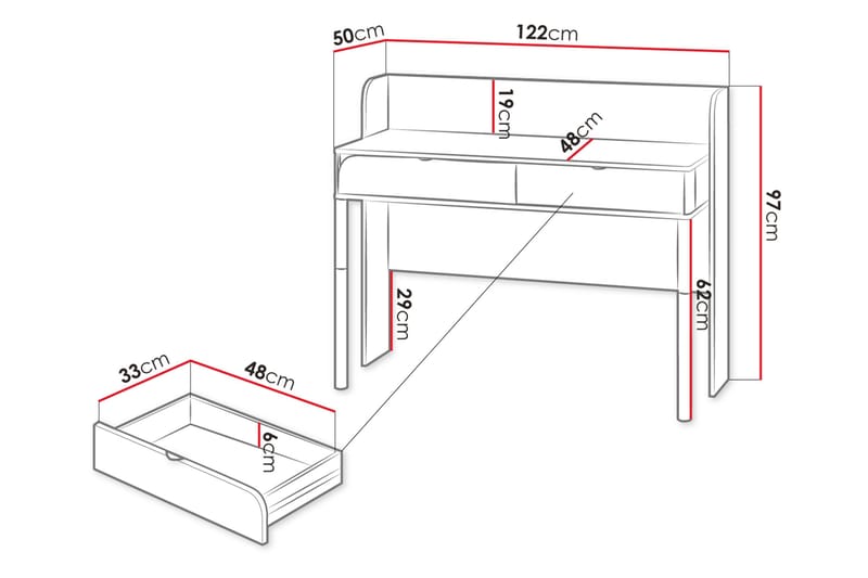 Monfort Skrivebord 122x50 cm - Beige - Møbler - Borde - Kontorbord - Skrivebord