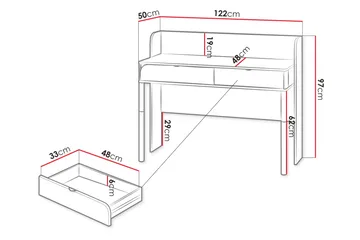 Monfort Skrivebord 122x50 cm - Beige - Møbler - Borde - Kontorbord - Skrivebord