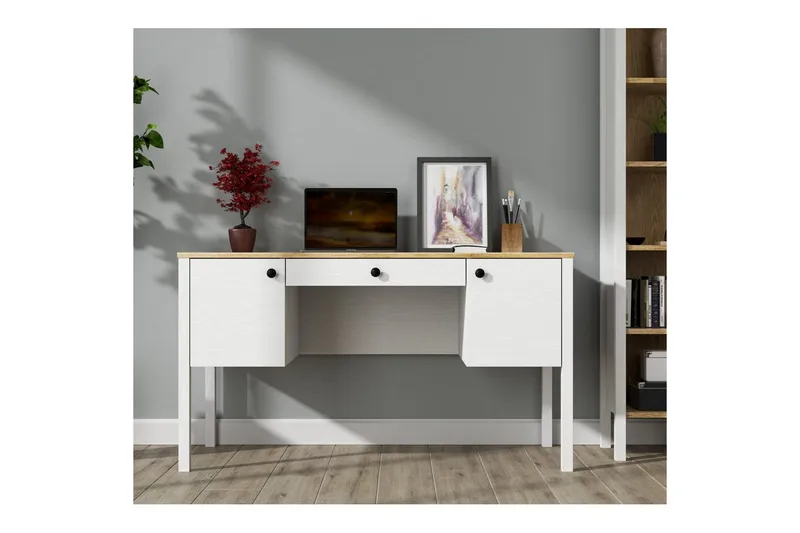Omryn Skrivebord 60x132 cm - Natur/Hvid - Møbler - Borde - Kontorbord - Skrivebord