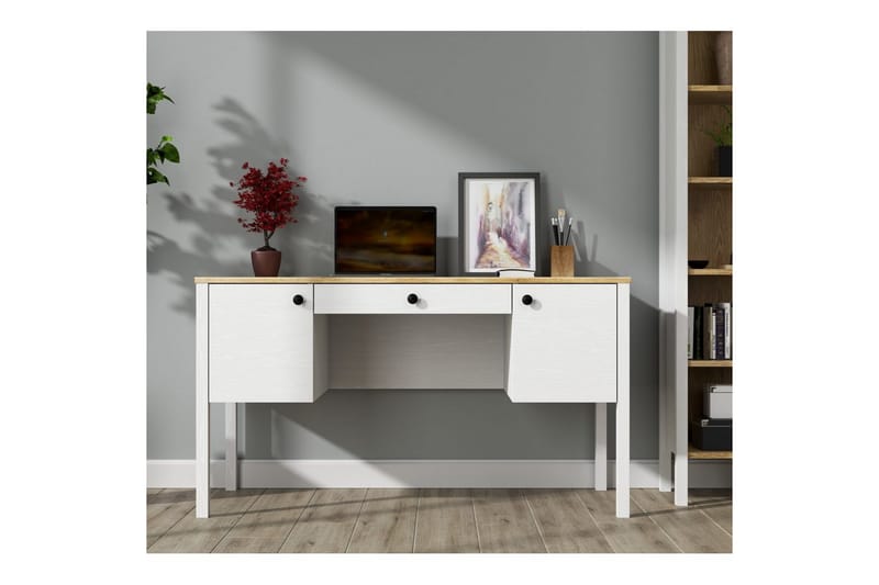 Omryn Skrivebord 60x132 cm - Natur/Hvid - Møbler - Borde - Kontorbord - Skrivebord