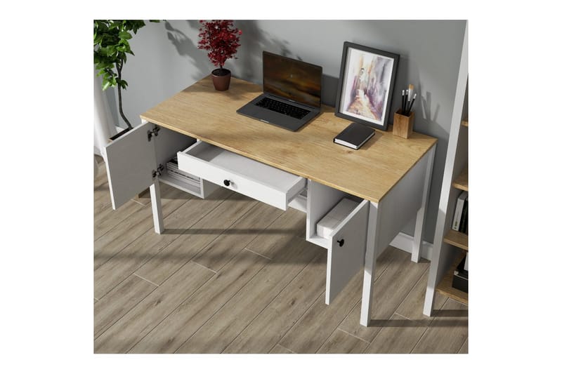 Omryn Skrivebord 60x132 cm - Natur/Hvid - Møbler - Borde - Kontorbord - Skrivebord