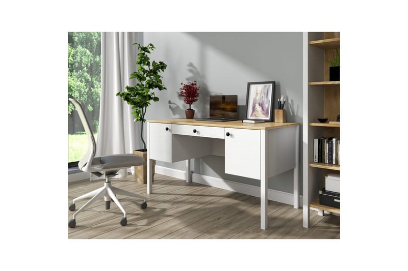 Omryn Skrivebord 60x132 cm - Natur/Hvid - Møbler - Borde - Kontorbord - Skrivebord