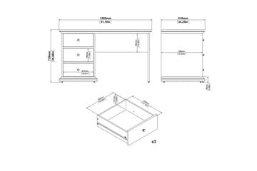 Paris Skrivebord 130 cm - Hvid - Møbler - Borde - Kontorbord - Skrivebord