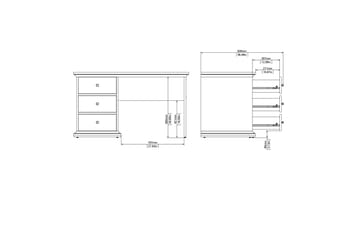Paris Skrivebord 130 cm - Hvid - Møbler - Borde - Kontorbord - Skrivebord