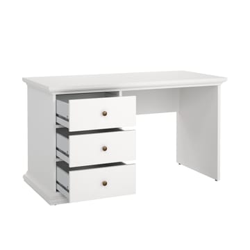 Paris Skrivebord 130 cm med Opbevaring og Skuffer i Malet Træ - Hvid - Møbler - Borde - Kontorbord - Skrivebord