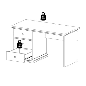 Paris Skrivebord 130x62x74 cm - Møbler - Borde - Kontorbord - Skrivebord