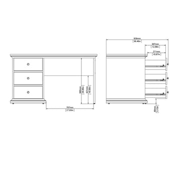 Paris Skrivebord 130x62x74 cm - Møbler - Borde - Kontorbord - Skrivebord