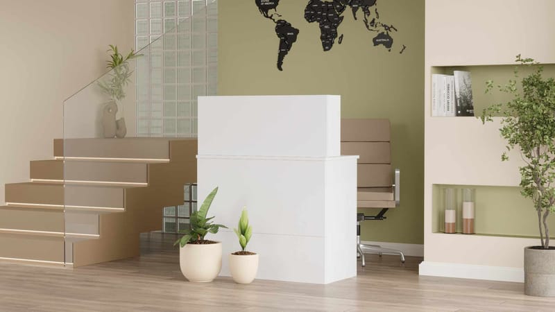 Receptionbord Skye Decor Bren (90 x 110 x 44,5 cm) Hvid - Hvid - Møbler - Borde - Kontorbord - Skrivebord