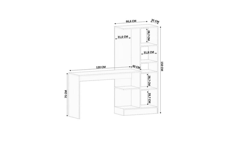 Seyrel Skrivebord 40x120 cm - Mat Hvid - Møbler - Borde - Kontorbord - Skrivebord