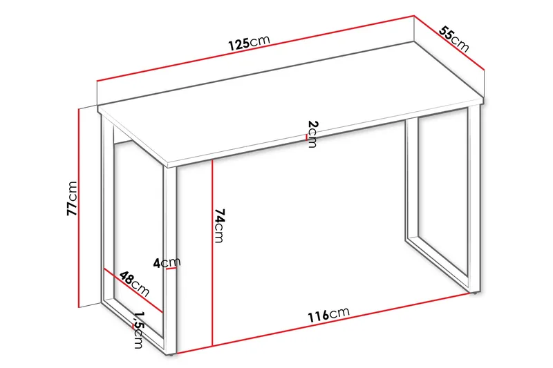 Sigmana Skrivebord 125x55 cm - Lysegrå - Møbler - Borde - Kontorbord - Skrivebord