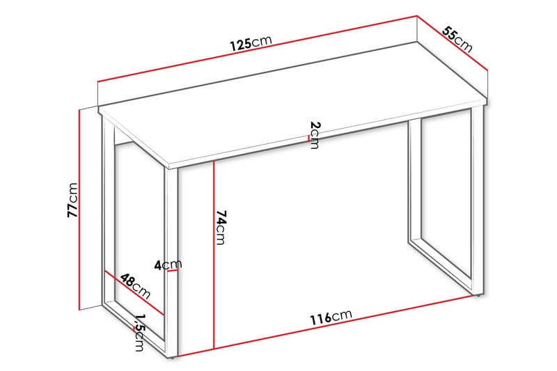 Sigmana Skrivebord 125x55 cm - Lysegrå - Møbler - Borde - Kontorbord - Skrivebord