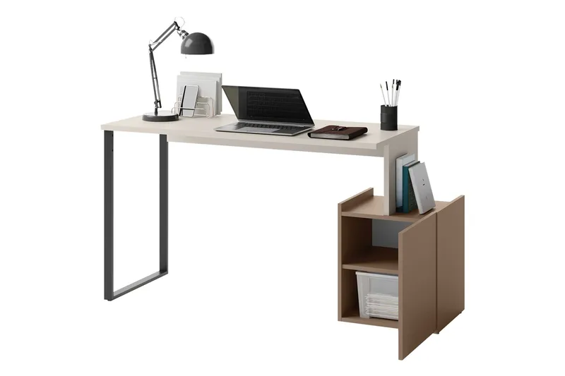 Sigmana Skrivebord 125x55 cm - Lysegrå/Brun - Møbler - Borde - Kontorbord - Skrivebord