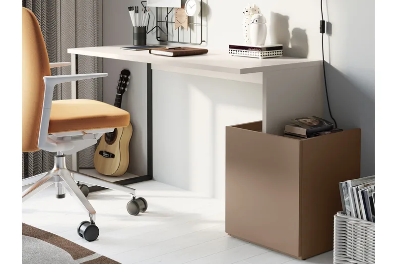 Sigmana Skrivebord 125x55 cm - Lysegrå/Brun - Møbler - Borde - Kontorbord - Skrivebord