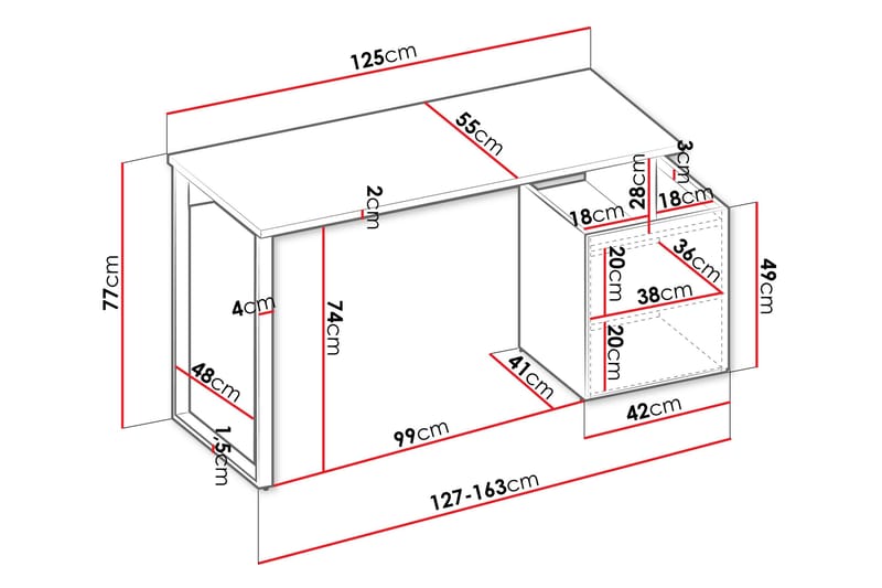 Sigmana Skrivebord 125x55 cm - Lysegrå/Brun - Møbler - Borde - Kontorbord - Skrivebord