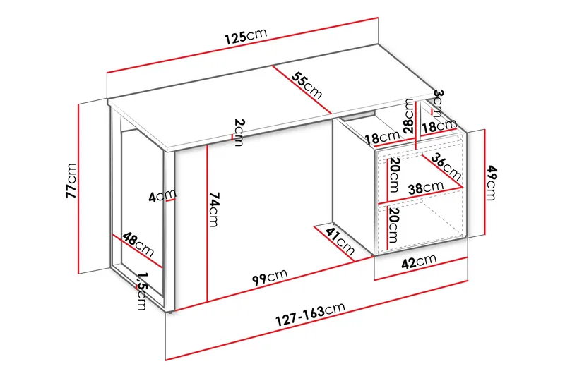 Sigmana Skrivebord 125x55 cm - Lysegrå/Brun - Møbler - Borde - Kontorbord - Skrivebord