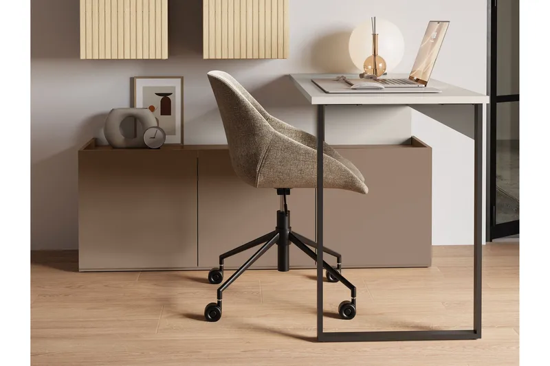 Sigmana Skrivebord 260x55 cm - Lysegrå/Brun - Møbler - Borde - Kontorbord - Skrivebord