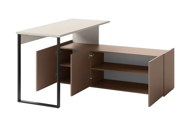 Sigmana Skrivebord 260x55 cm - Lysegrå/Brun - Møbler - Borde - Kontorbord - Skrivebord