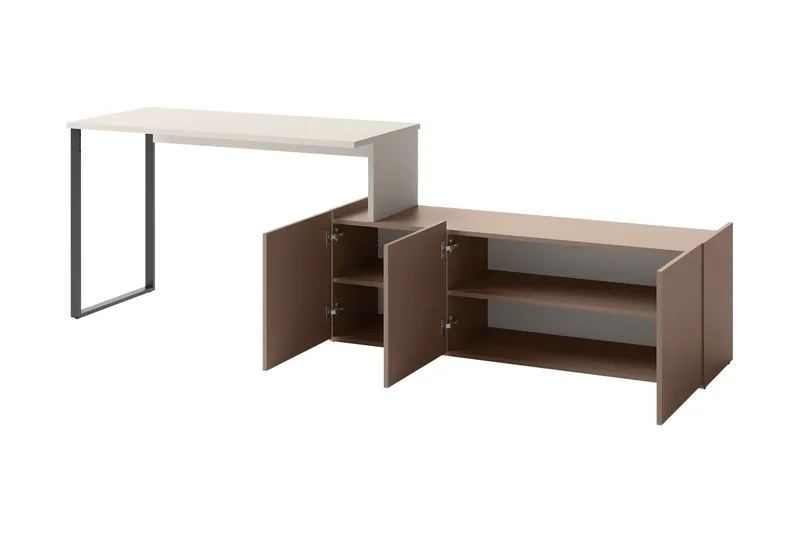 Sigmana Skrivebord 260x55 cm - Lysegrå/Brun - Møbler - Borde - Kontorbord - Skrivebord