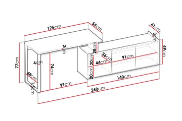 Sigmana Skrivebord 260x55 cm - Lysegrå/Brun - Møbler - Borde - Kontorbord - Skrivebord