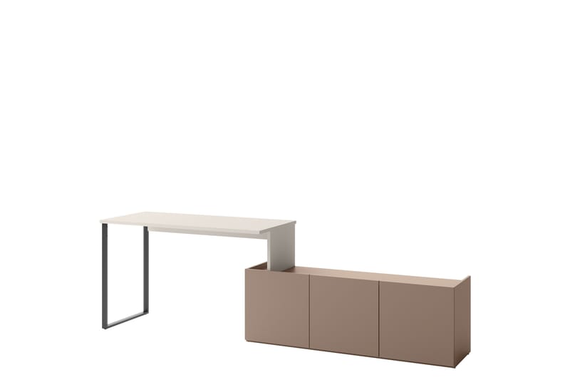Sigmana Skrivebord 260x55 cm - Lysegrå/Brun - Møbler - Borde - Kontorbord - Skrivebord