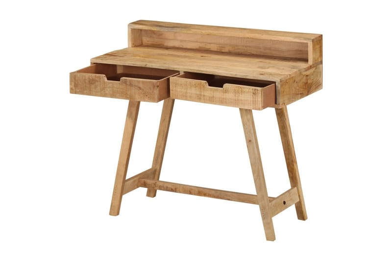 skrivebord 100x45x90 cm massivt ru mangotræ - Brun - Skrivebord